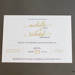 Script Wedding Invitation Set Custom Bride and Groom Names with RSVP Directions Reception Cards