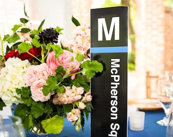 Wedding Metro Table Signs Number Three-sided Tented Custom Washington DC - Phylon Table Sign
