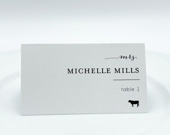 Simple Minimal Food Icon Food Choice Food Indication Wedding Custom Place Cards Food Allergies Names Guest Escort Cards Meal Choice