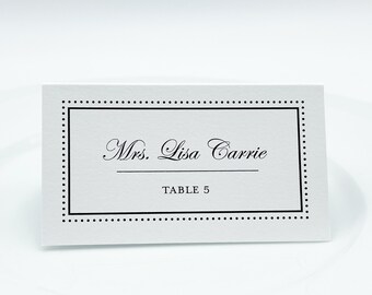 Classic Script Escort Card Edwardian Font Food Icon Food Choice Indication Wedding Custom Customize Place Cards Food Meal Choice