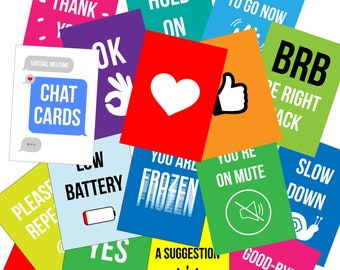 20 Pieza - Tarjetas de Cue de Chat, Videollamadas de Conferencias Zoom, Llamadas Zoom, Reunión de Zoom, Regalo Zoom, Rompehielos Zoom