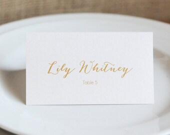 Script Font Wedding Custom Customize Place Cards Simple Elegant Names Guest