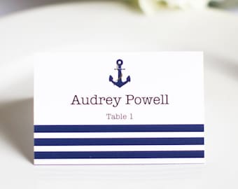 Nautical Anchor Design Wedding Custom Customize Place Cards Simple Elegant Names Guest