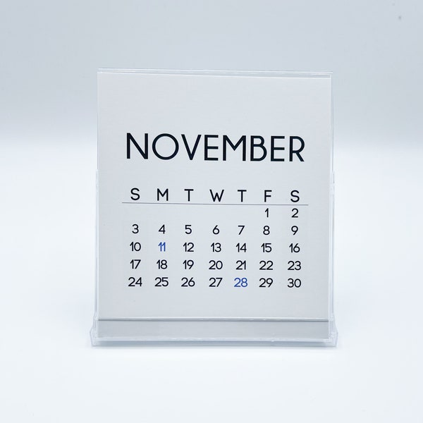 Desk Calendar 2024 - Monthly Calendar with Stand, Script Simple Calendar, Small Desk Calendar, Office Decor, Miminalistic Calendar