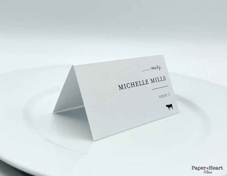 Simple Minimal Food Icon Food Choice Food Indication Wedding Custom Place Cards Food Allergies Names Guest Escort Cards Meal Choice image 2