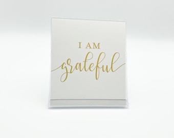 Affirmation Cards - Positive Affirmation Cards - I AM - Manifest Manifestation - Sayings with Stand for your Desk Accessory