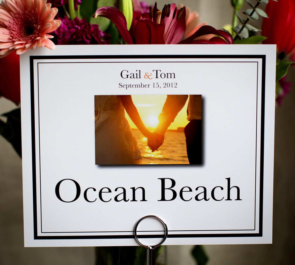 8x10 or 6x8 Wedding Table Name Number With Custom Customize Photo Pic ...