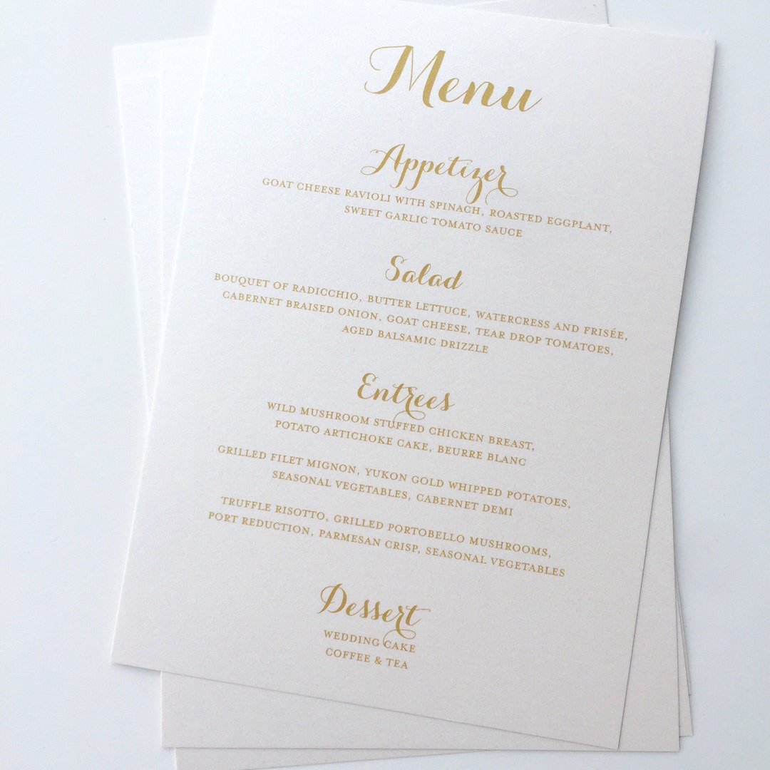 Script Menu Program for Reception Custom Customize Colors Wedding ...