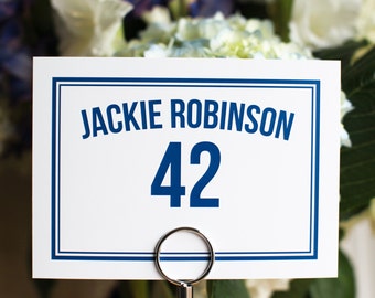 Sports Theme Wedding Table Signs Custom Player Names Numbers Customize Custom Simple Elegant with Border 5x7 inches, 20 pieces