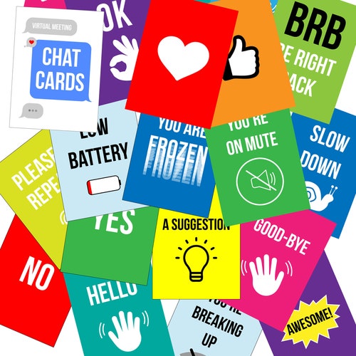 20 Piece Chat Cue Cards Cards for Zoom Conference Video Etsy