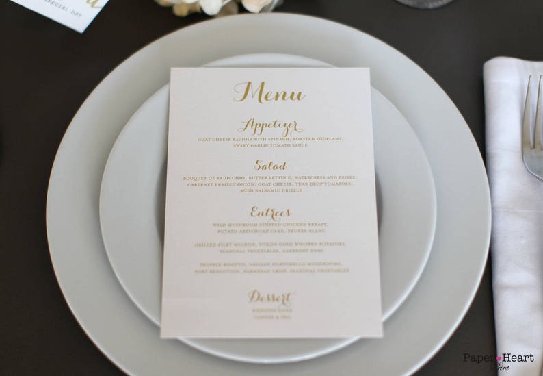 Script Menu Program for Reception Custom Customize Colors Wedding ...