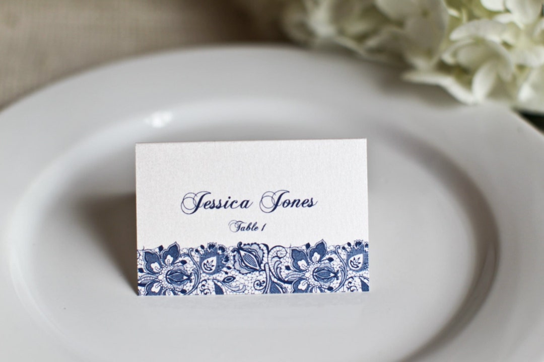 Printed Lace Place Cards Wedding Custom Customize Escort Seating Cards ...