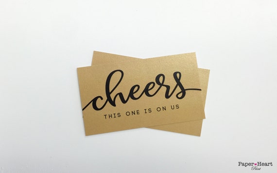 Gold Golden Drink Ticket With Script Cheers For Your Wedding Etsy