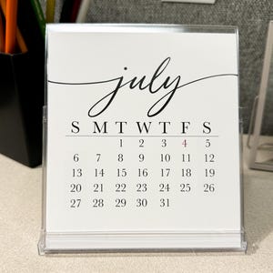 Small Desk Calendar 2025 - Monthly Calendar with Stand, Script Simple Calendar, Office Decor, Small Calendar Signature Font Calendar Desktop