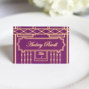 Art Deco Gatsby Place Cards Wedding Custom Customize Escort Seating Cards Simple Elegant Guest Names 20's Inspired