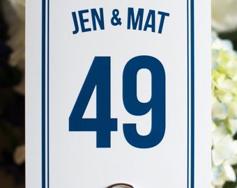 Sports Theme Wedding Table Names Numbers Customize Custom Simple Elegant with Border