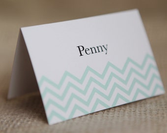 Wedding Custom Customize Chevron Place Cards Simple Elegant Names Guest