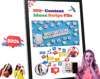 Archivo deslizable con más de 100 ideas de contenido / Redes sociales, Reels, publicaciones e ideas de marketing / Descarga digital en PDF