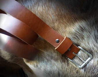 Supple Classic Leather Belt, Personalized Gift, Silver Buckle, Workers Utility Belt