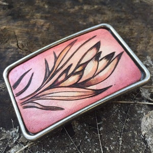 Enchanted Flower Belt Buckle, Floral Leather Gift for her, Valentine Gift