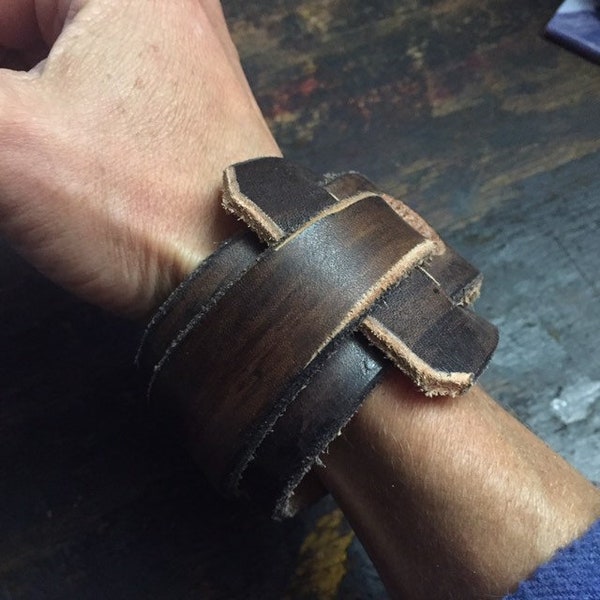 Manguito de cuero para hombre, manguito para hombre, puño de estilo rústico