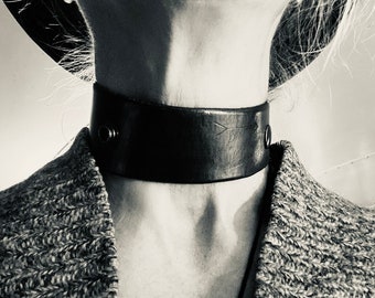 Black Leather Choker, Leather Cuff, Leather Bracelet