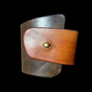 Leather Bracelet, Brown Leather, Statement, Chunky Cuff