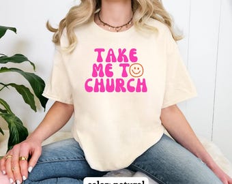 Llévame a la iglesia // Camiseta suave con cara sonriente