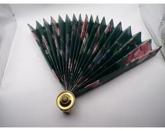 Vintage Floral Foldable Fan Decorative Accent Gold Accent