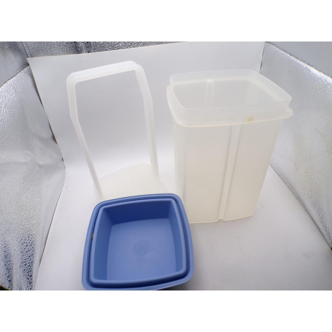 Tupperware Square Food Storage Container With Lid and Insert Blue White ...