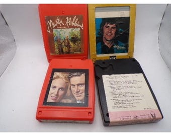 Vintage 8-Track Tape Lot Marty Robbins George Jones Tammy Wynette Mel Street 4pc