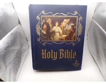 Masonic Holy Bible King James Version Red Letter Heirloom Edition Blue Gold Gilt