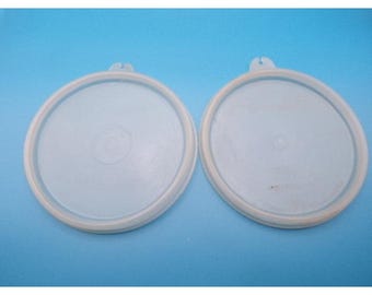 Tupperware Seal Lid A Tab Round Clear Plastic Replacement Part Set of 2