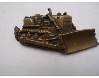 Vintage 1978 Baron Buckle Solid Brass Bulldozer Belt Buckle 6092 Construction