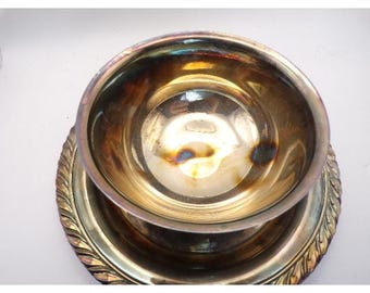 Vintage Silver Plated Footed Sugar Bowl Ornate Rope Edge Decor