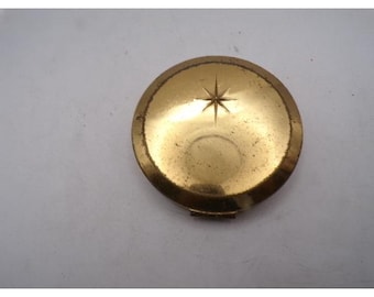 Vintage Max Factor Hollywood Creme Puff Gold Tone Starburst Powder Compact USA