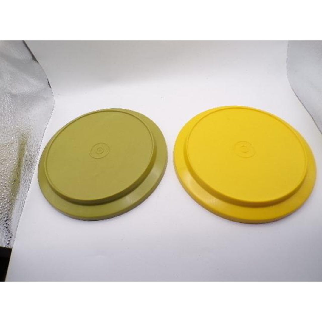 Tupperware Lids Set of 2 Yellow Olive Green Round Replacement Covers - Etsy