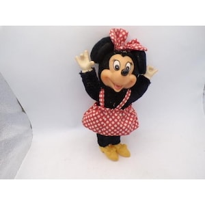 Vintage Minnie Mouse Plush Doll Wallace Berrie Disney Polka Dot Dress 7 Inch image 1