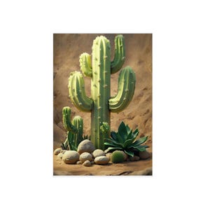 Arte de pared con tablero de espuma de cactus, estética del hogar, arte mural natural, decoración desértica, regalo para amantes de las plantas