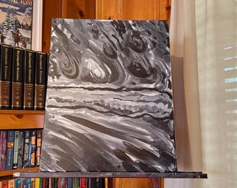 Monochrome Drift – (Abstract Black and White Art - Original B&W Acrylic Painting - Modern Abstract Canvas)