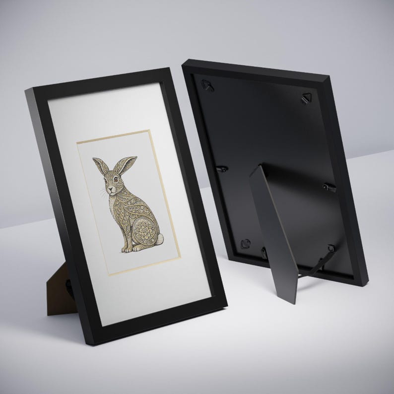 Ornate Floral Rabbit framed poster | Black frame image 5