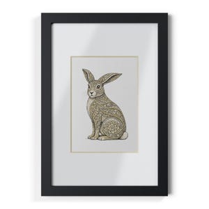 Ornate Floral Rabbit framed poster | Black frame image 1