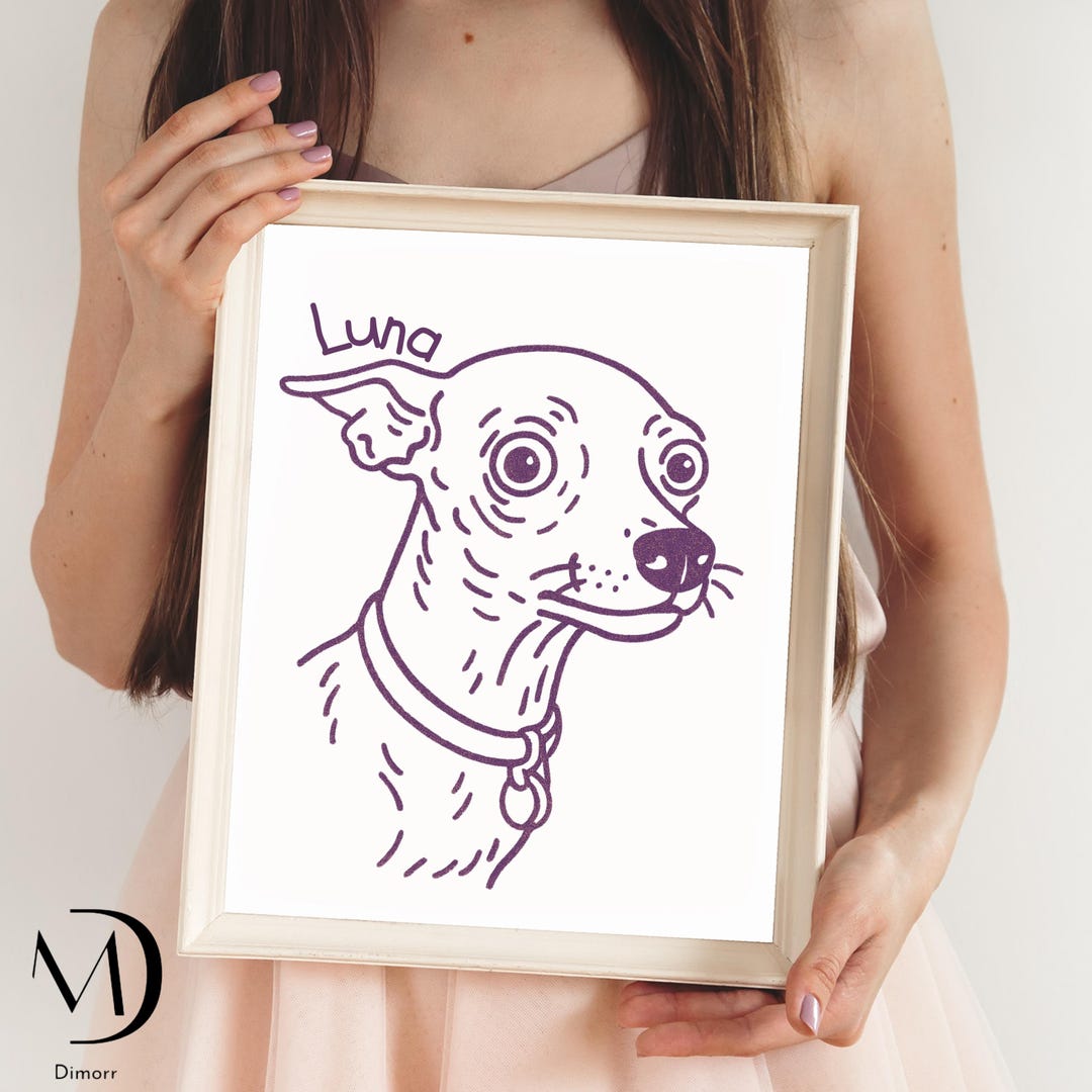 Custom Pet Line Art: Ugly Dog Art Personalized Minimalist Cat Drawing ...