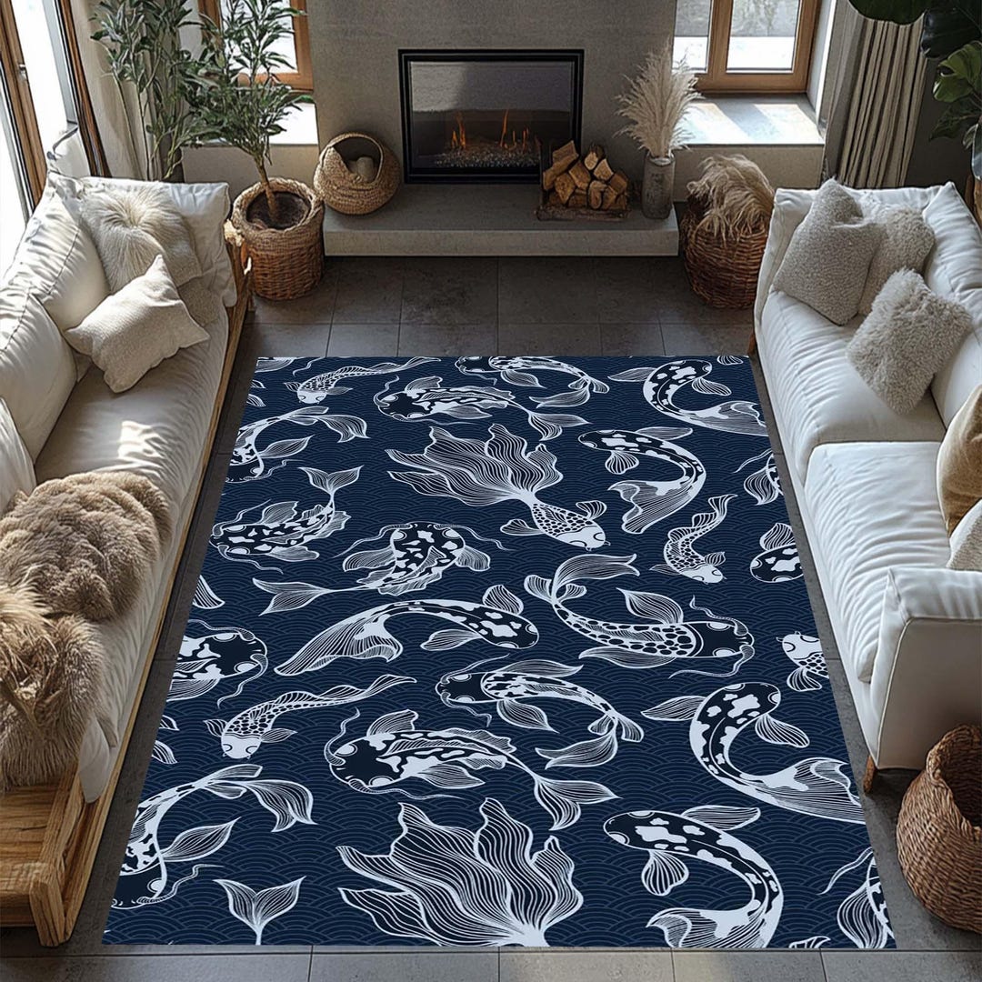 Ocean Theme Rug Fish Themed Rug | Colorful Ocean Design, Non-slip, Soft & Durable ...