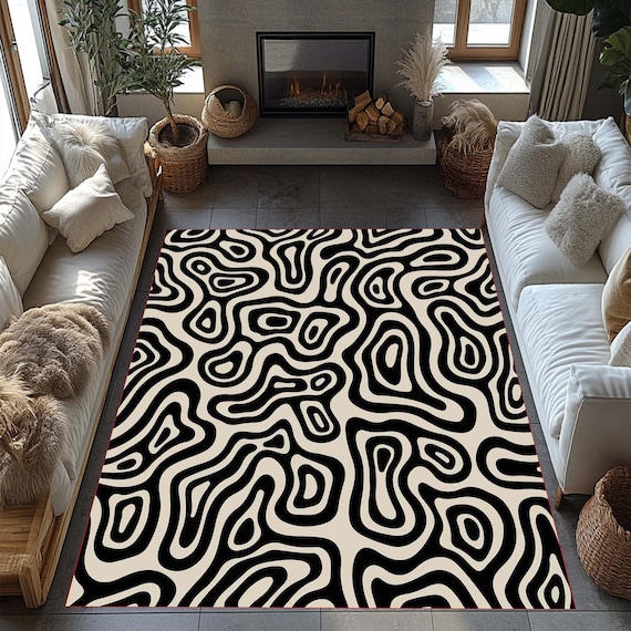 Abstract Rug, Mid Century, Mid Century Rug, Mid Century Modern Rug, Modern Area Rug, Mid Century Design Rug,  For Living Room Rug, Gift Rug