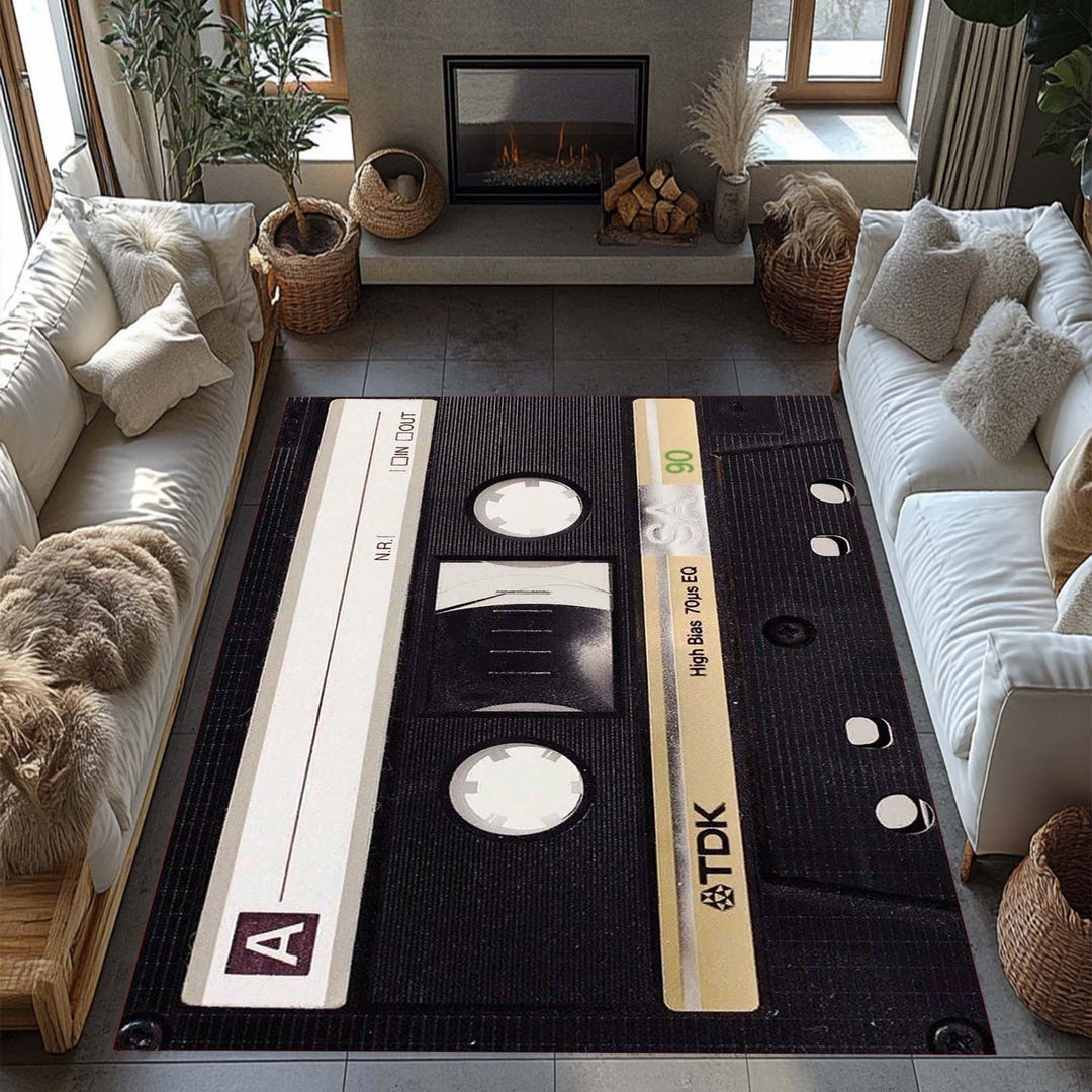 Audio Cassette Rug, Non-slip Retro Living Room Rug, Vintage Cassette ...