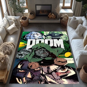Doom Album Cover Rug, Dr.Doom,  Hip-Hop Album Cover Decoration, Customizable Rugs, Doom Collage Rug, Music Area Rug, Popular Pick Carpet,