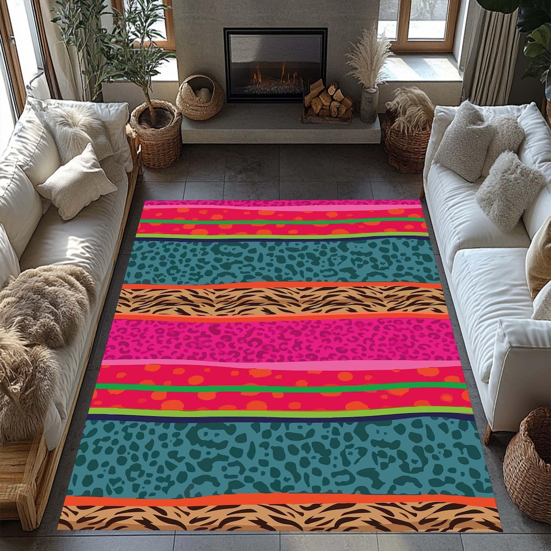 Colorful Rug, Pink Rug, Leopard Rug, Animal Rug, Kids Room Rug, Leopard ...