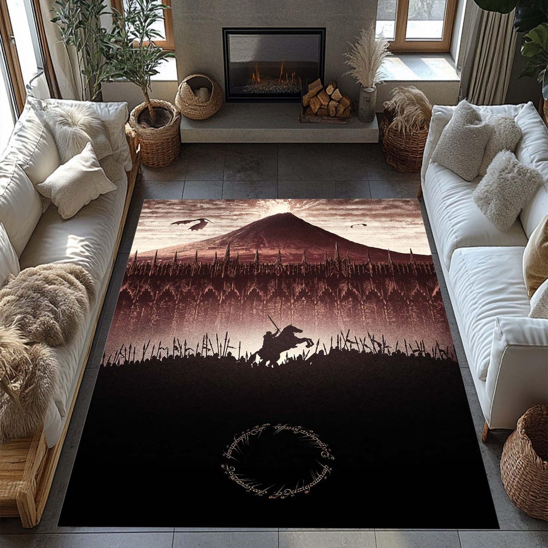 Lord of the Rings Rug, LOTR Rug, Tolkien Inspired Rug, Man Cave Rug ...