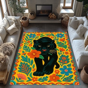 Tiger Rug, Tibetan Rug, Boho Floor Mat, Oriental Carpet, Tiger Art Zen Rug, Asian Decor, Sacred Beast Rug, Woven Tiger Mat, Mythical Rug